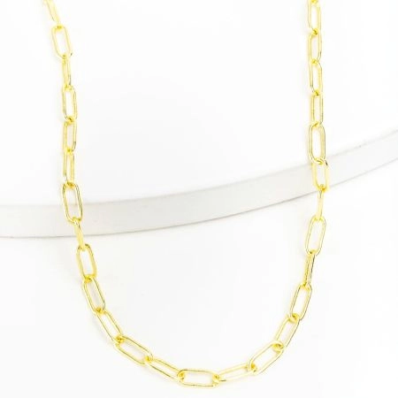 Paper Clip Chain Necklace, Brass 22k gold plated, Handmade brass jewelry